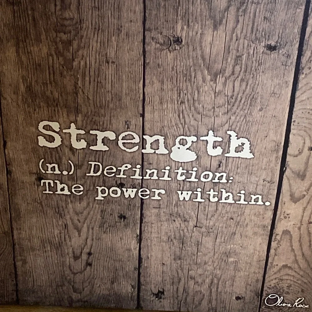 Vintage Pier 1 Strength The Power Within Faux Wood Canvas Art Sign 20x20